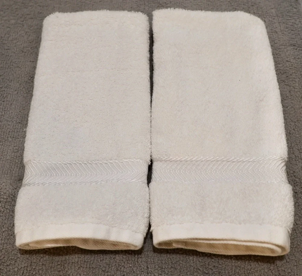Bath Hand Towel Set of 2 Luxury Solid Off-White Conker 24x15